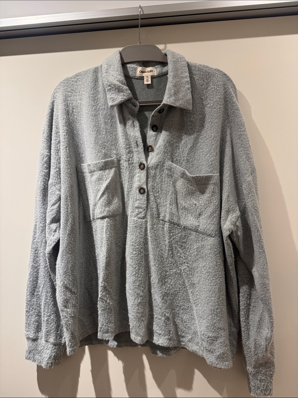 Open Edit - Light Gray Pullover Shirt-Sweater